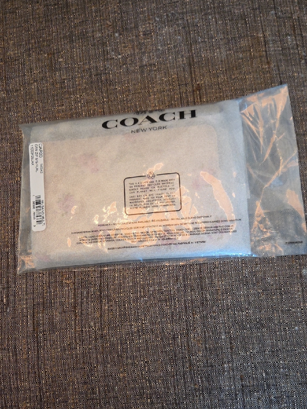 COACH Beige Floral Signature Tote with Pink Leather Handles w/ Matching Wristlet - Picture 12 of 12